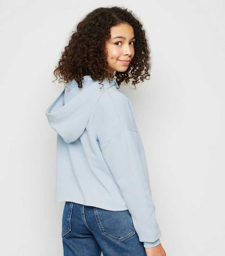 Oversized Washed-look Hoodie - Light blue/washed - Ladies