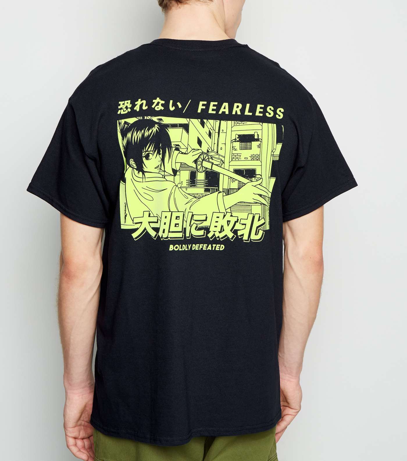 Black Neon Anime Slogan T-Shirt 