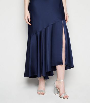 satin frill midi dress