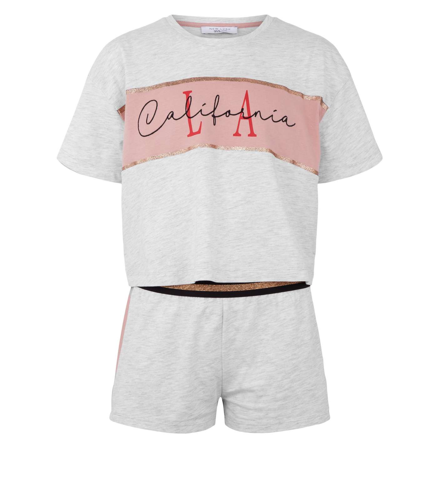Girls Light Grey California Slogan Pyjama Set Image 4
