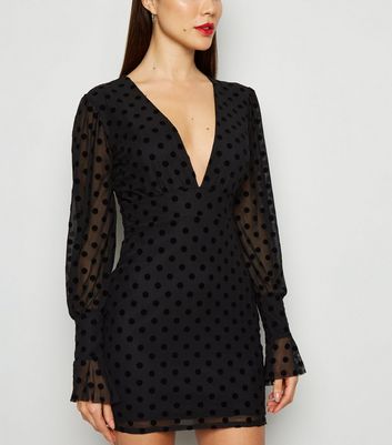 new look black polka dot dress