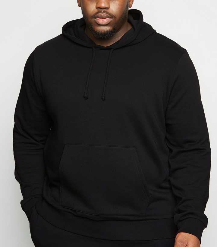 Plus Size Black Plain Hoodie | New Look