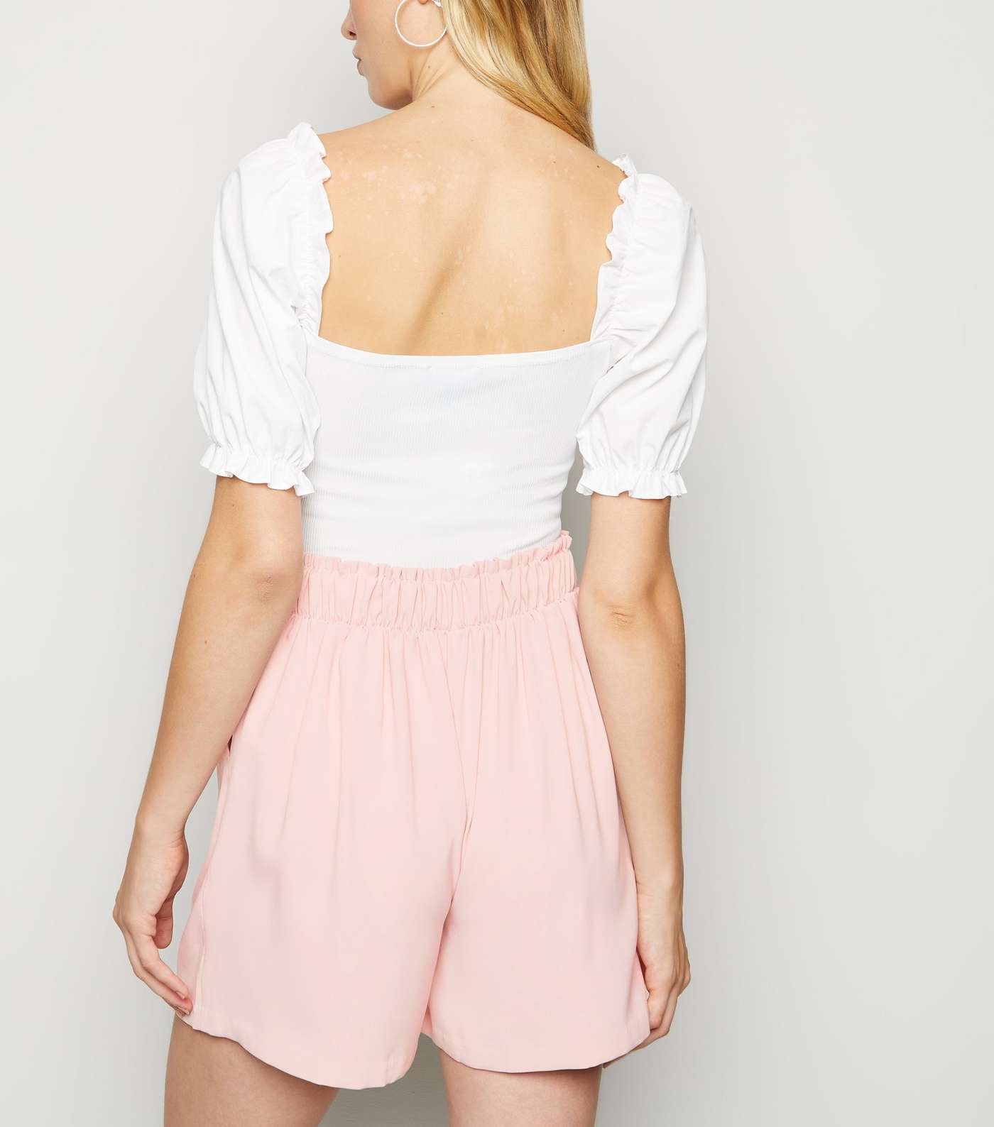 Pale Pink Belted High Waist Shorts Image 3
