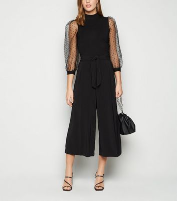 Black Tie High Waist Crop Trousers 