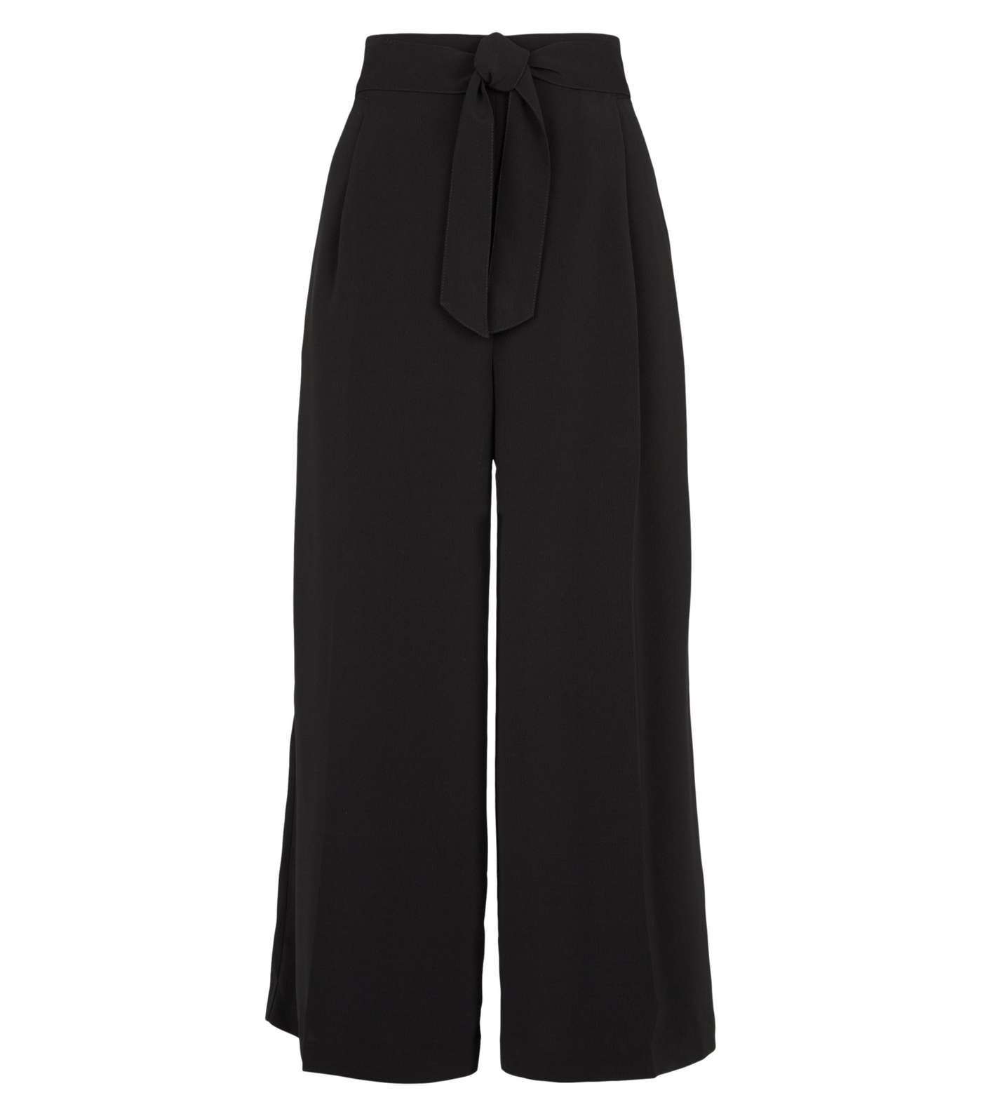 Black Tie High Waist Crop Trousers Image 4