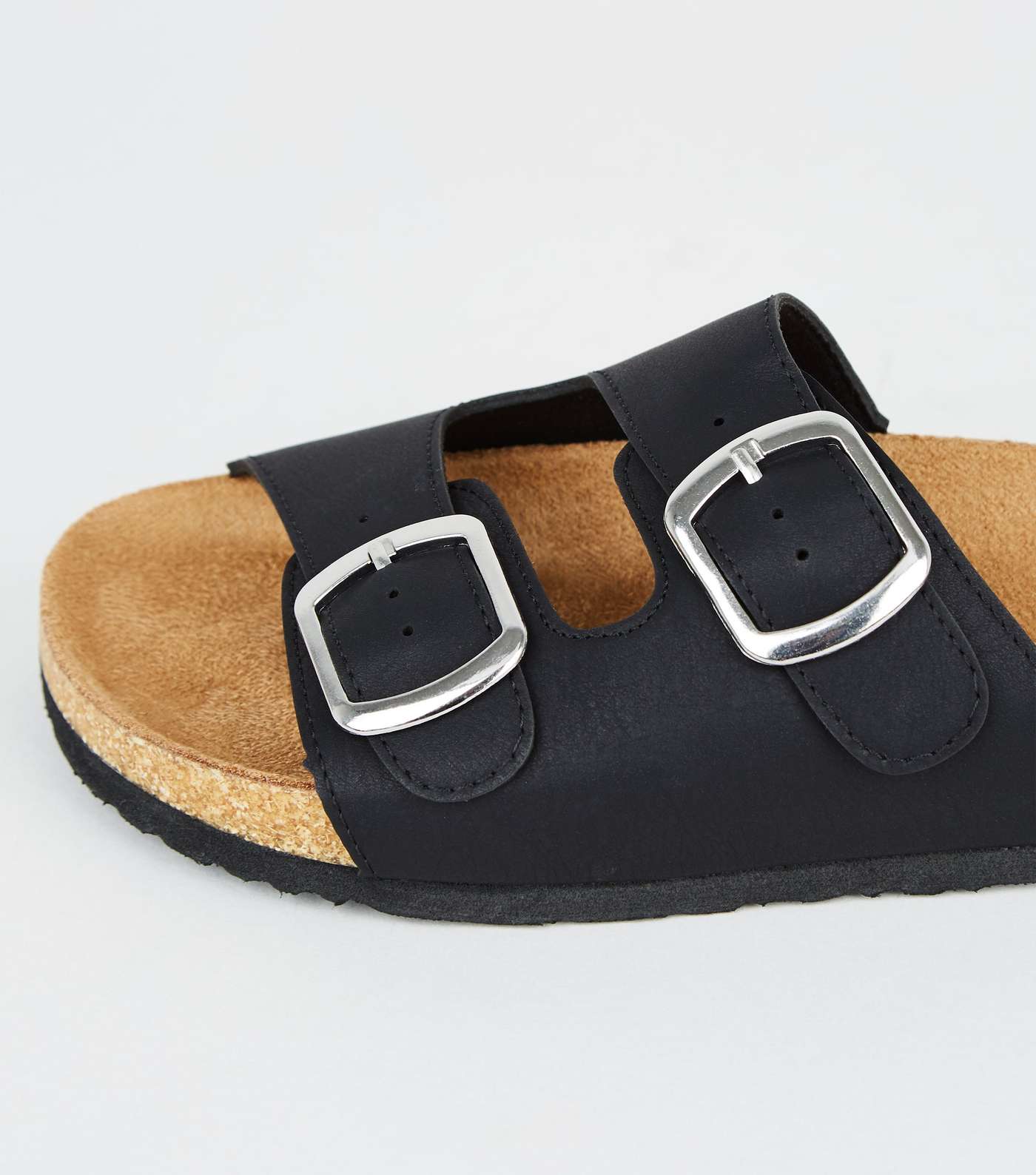 Girls Black Double Buckle Footbed Sandals Image 4
