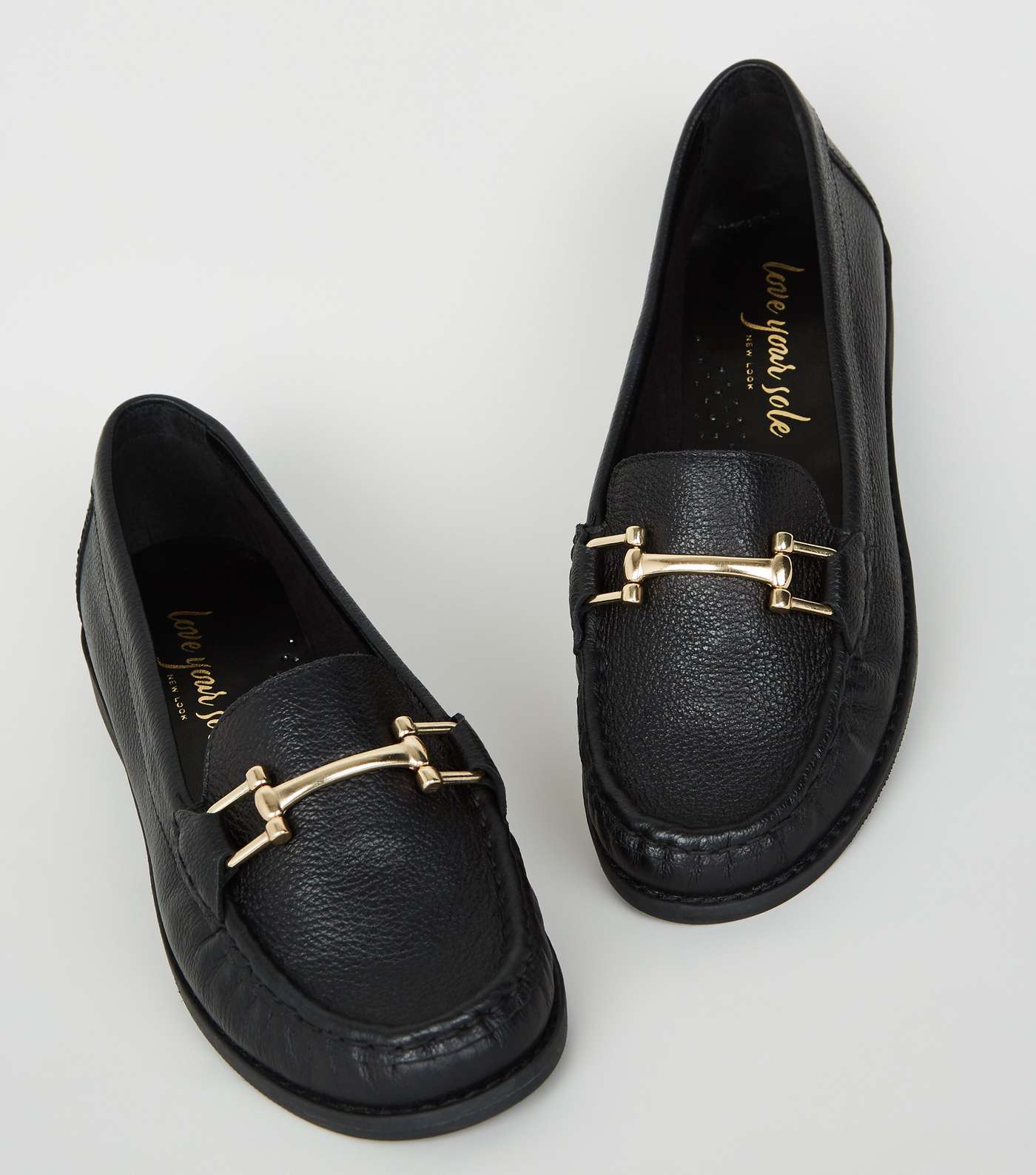 Black Leather Bar Front Loafers Image 3