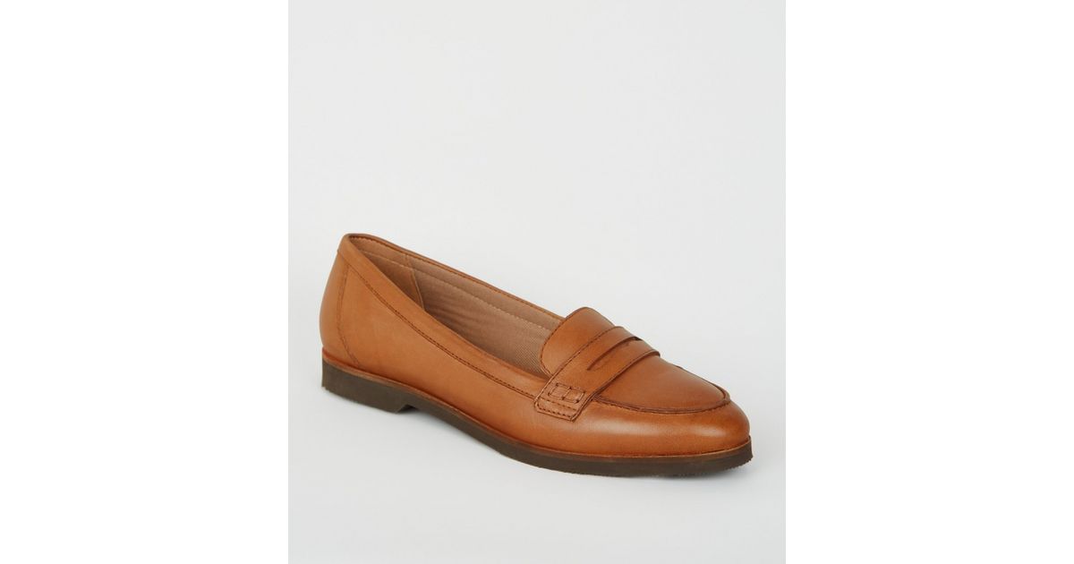 Tan Leather Penny Loafers New Look 5844