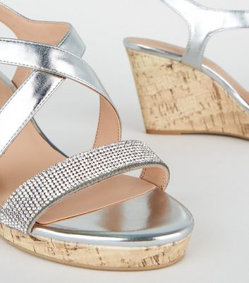 Wide fit silver wedges Clearance