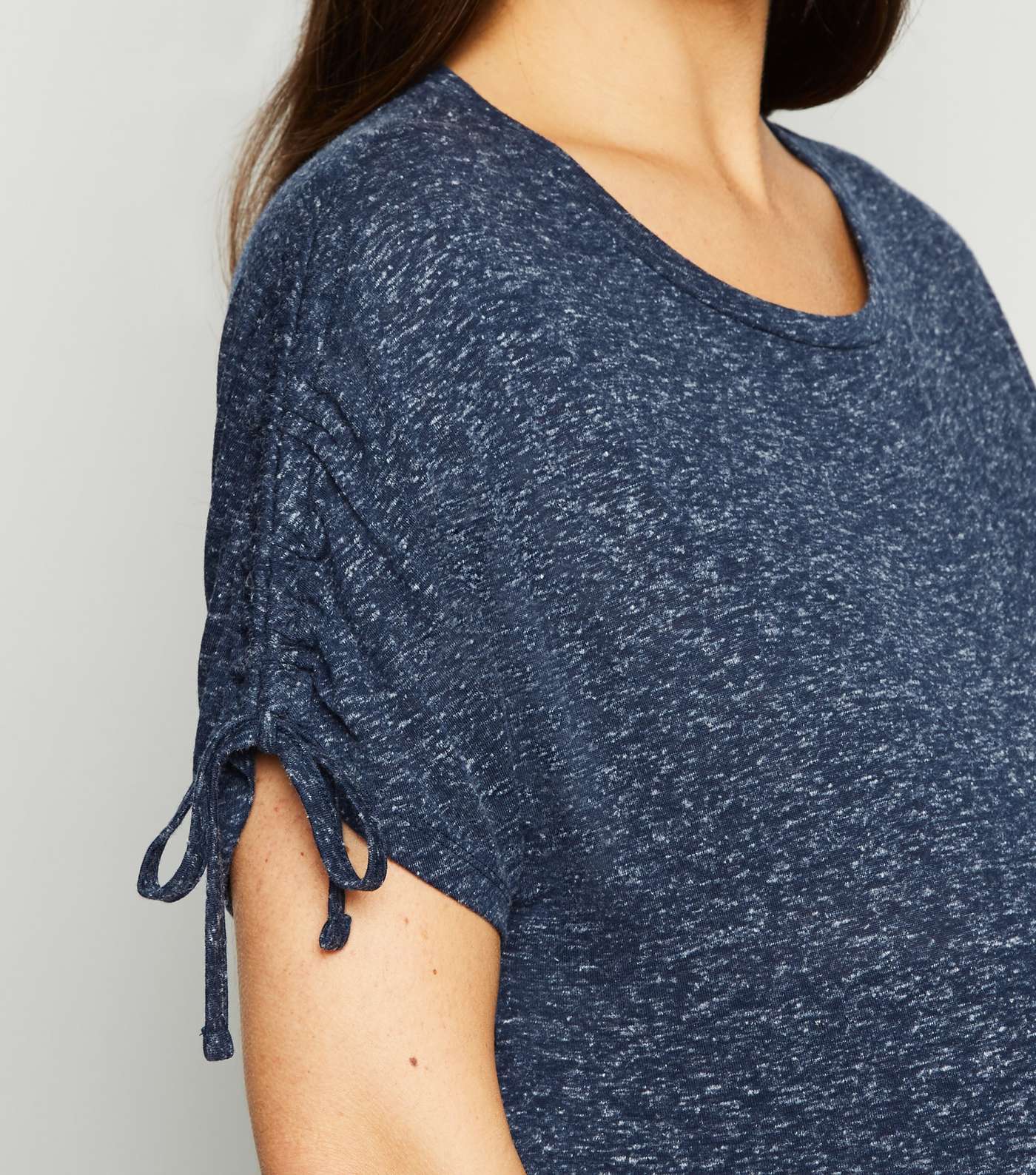 Maternity Navy Ruched Tie Sleeve T-Shirt Image 5