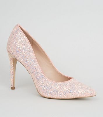 pink glitter court shoes