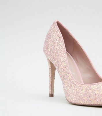 Dark Pink Glitter Strap Heels - Tulleen.com