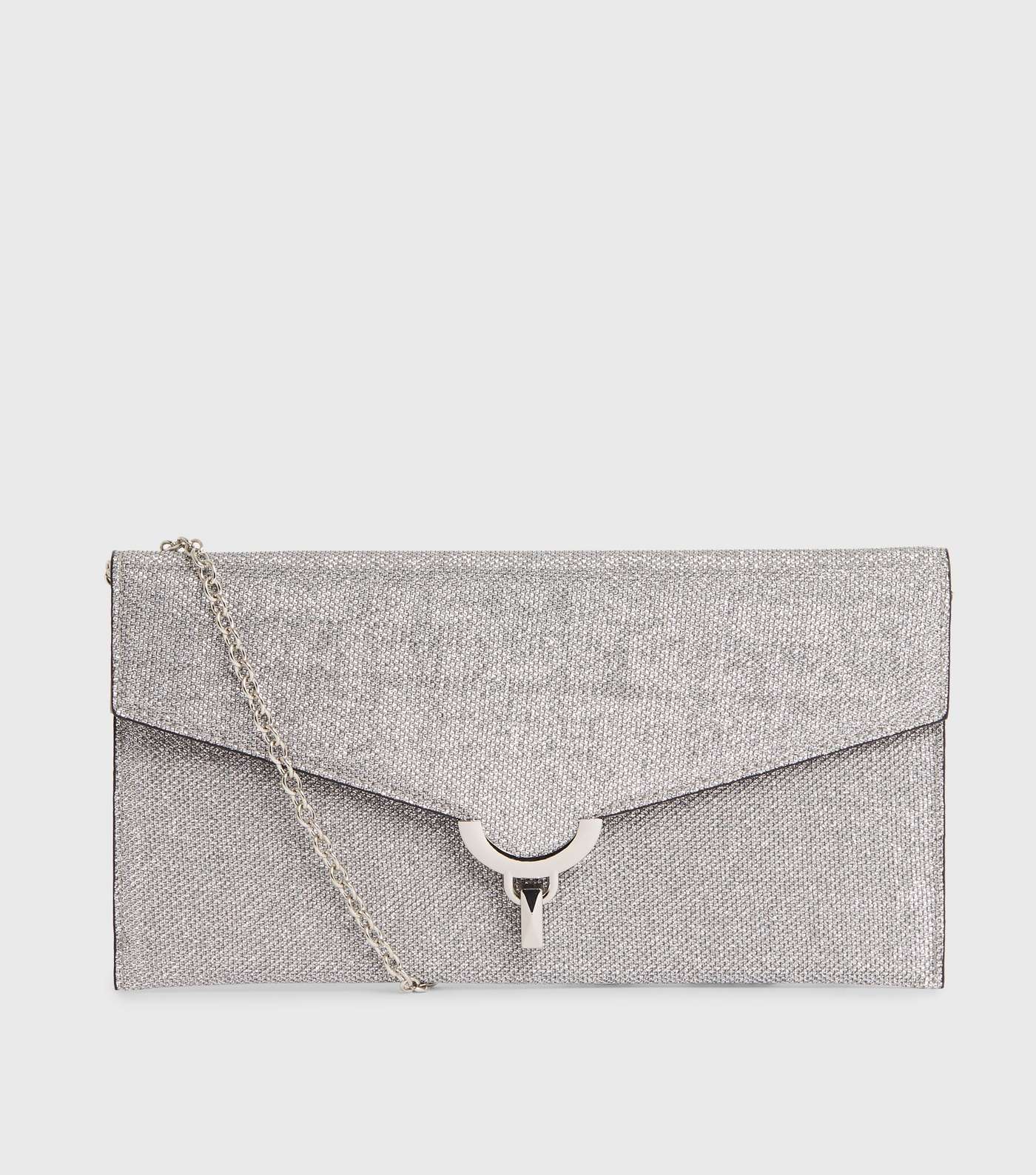 Silver Glitter Clutch Bag