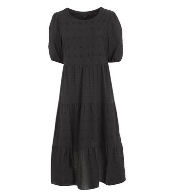 black broderie midi dress