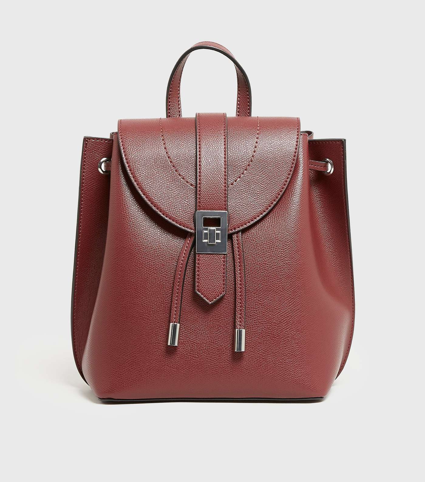Burgundy Leather-Look Mini Backpack
