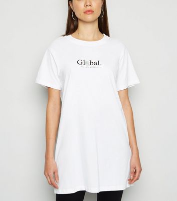 Image of Noisy May White Global Print T-Shirt New Look