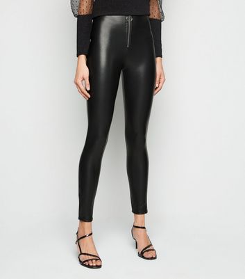 zip front leather trousers
