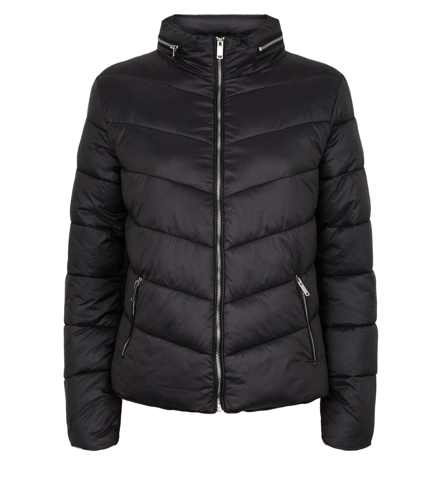Parisian Black High Shine Leather-Look Puffer Coat Image 4