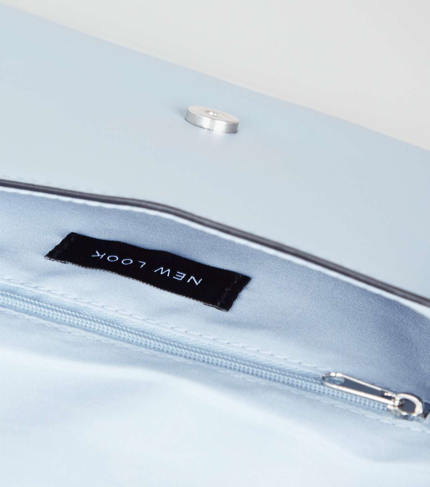 Pale Blue Suedette and Leather-Look Clutch Image 4