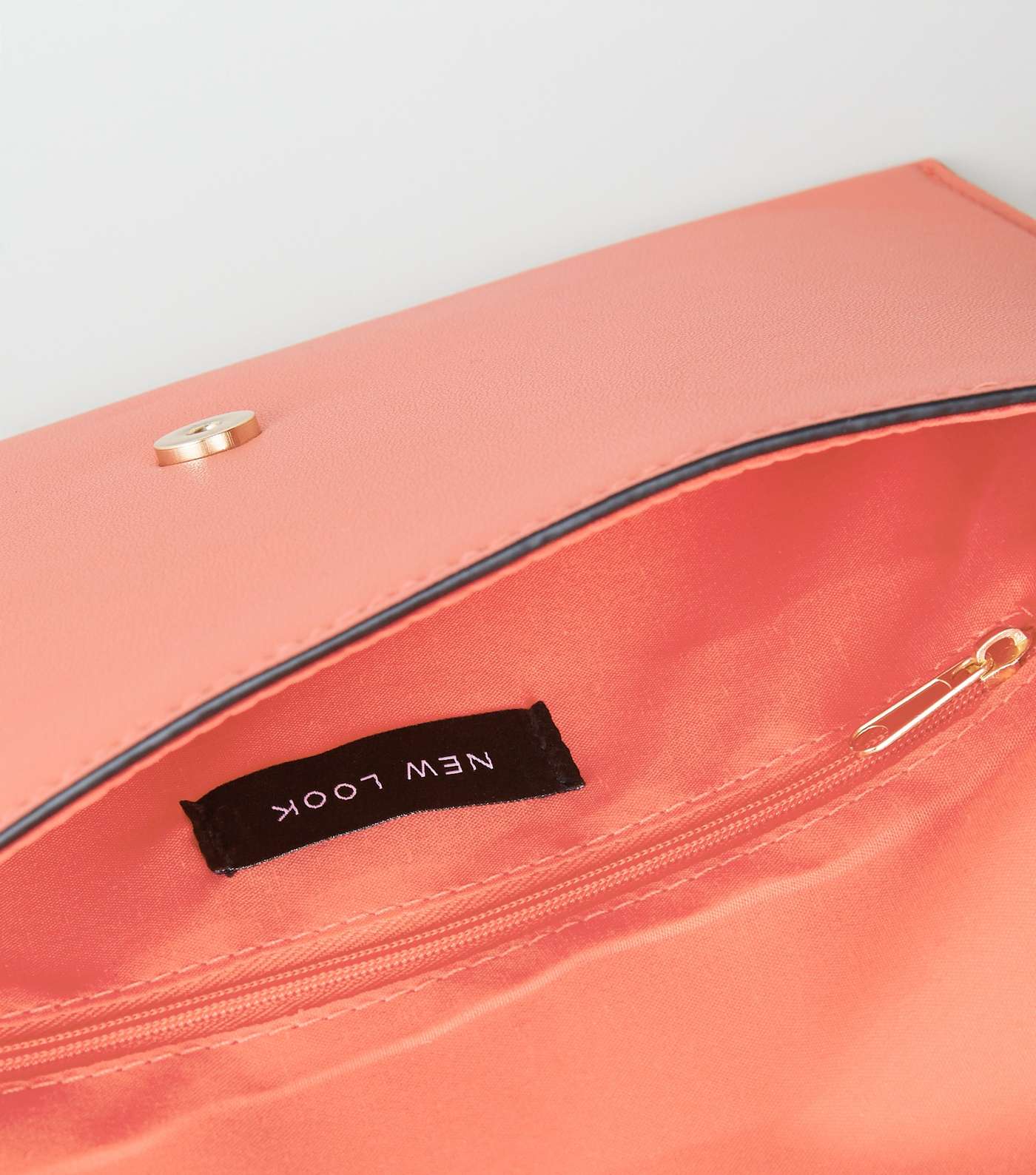 Coral Suedette and Leather-Look Clutch Image 4