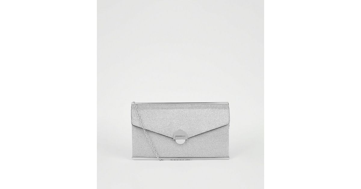Silver Glitter Clutch Bag | New Look