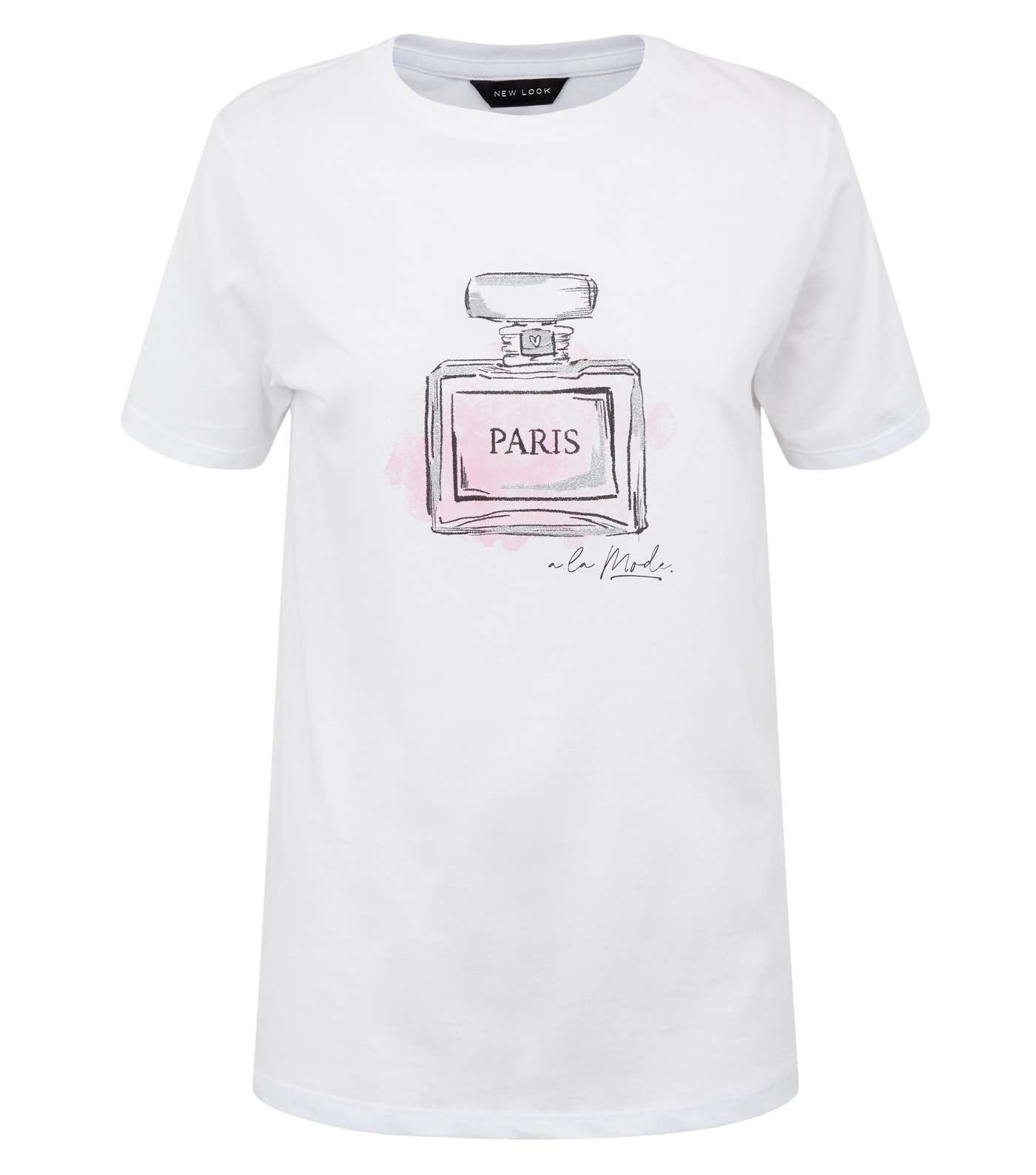 White Glitter Paris Perfume Bottle Slogan T-Shirt Image 4