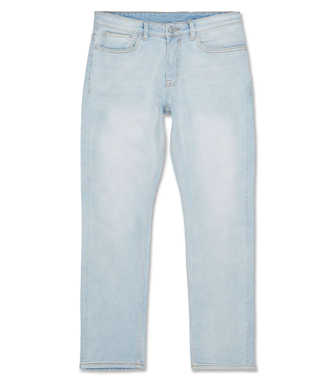 Pale Blue Bleach Wash Slim Stretch Jeans Image 6