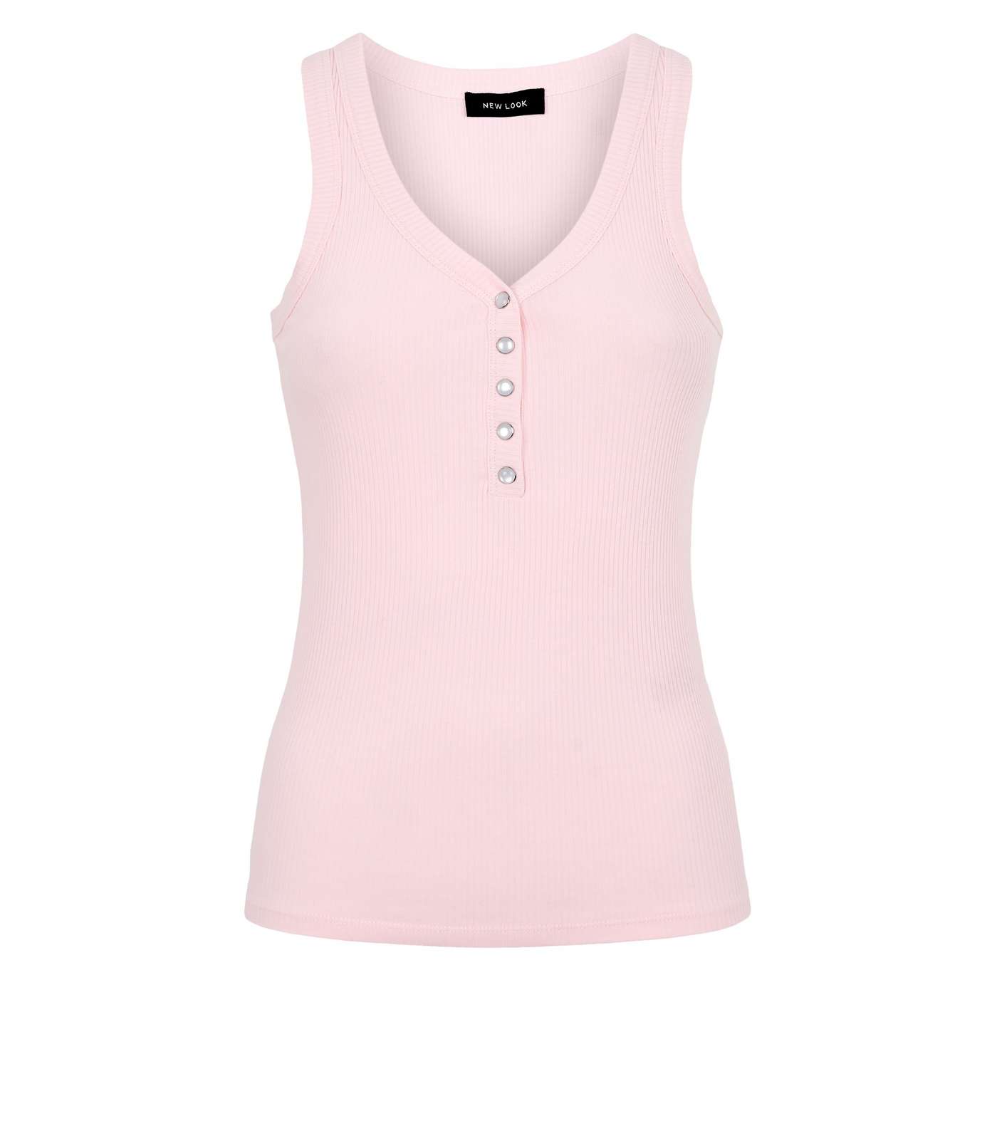 Mid Pink Ribbed Faux Pearl Popper Vest Image 4