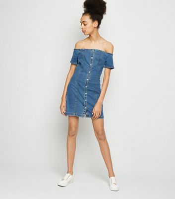 new look denim bardot dress