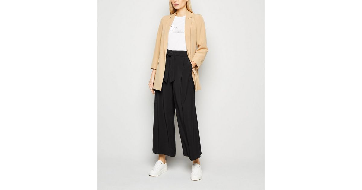 Tall Black Belted Culottes | New Look