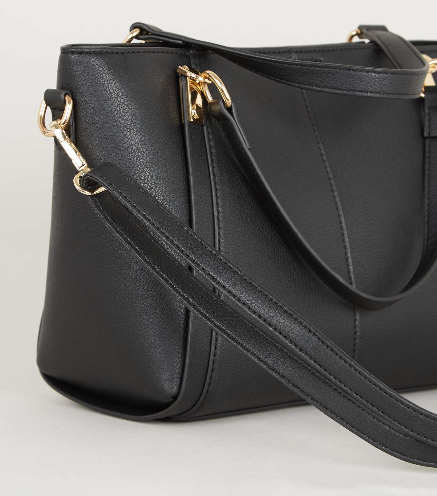 Black Leather-Look Tote Bag Image 3