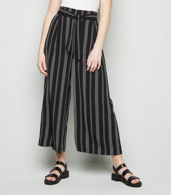 Tall Black Stripe Belted Culottes | New 
