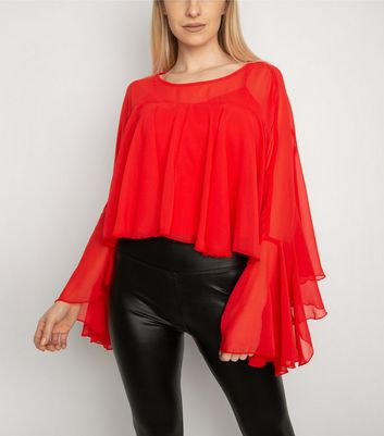 red chiffon blouse uk