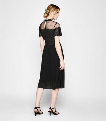 Black spot mesh outlet dress