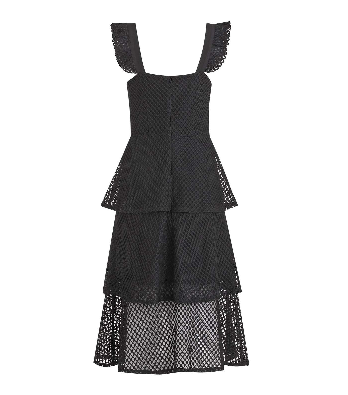 Black Fishnet Lace Tiered Midi Dress  Image 2