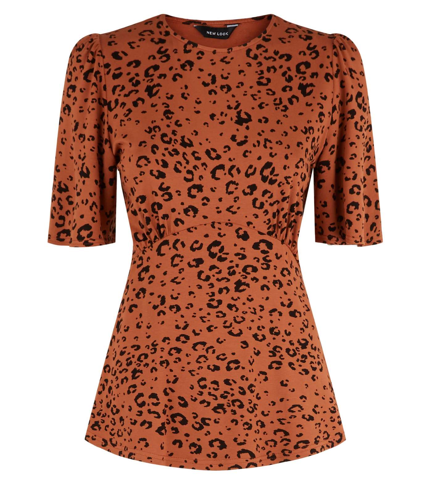 Rust Leopard Print Tie Back T-Shirt Image 4