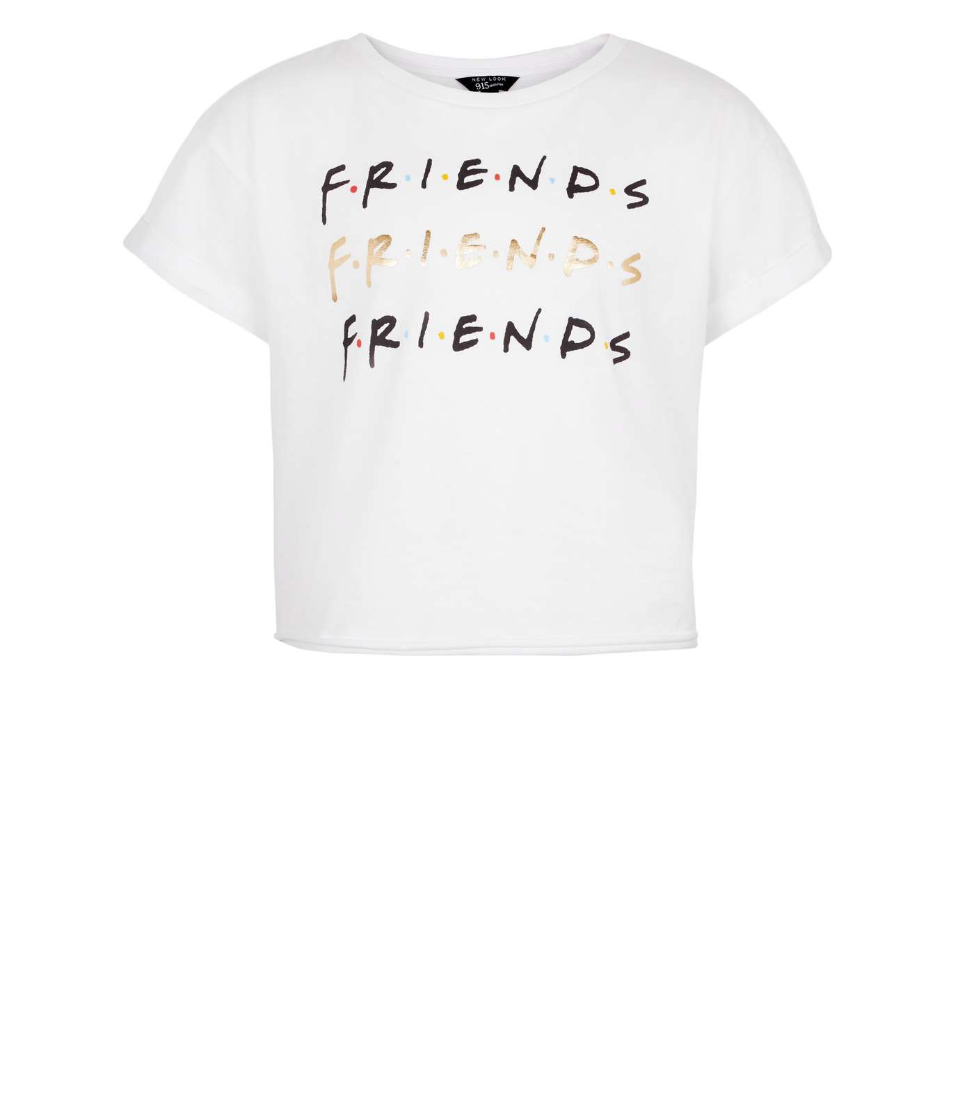 Girls White Metallic Friends Logo T-Shirt Image 4