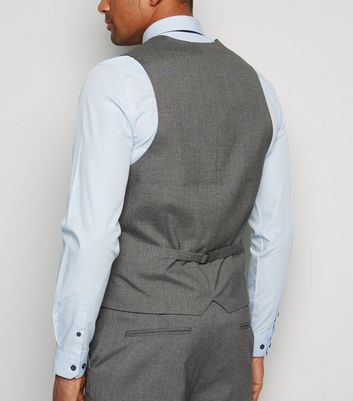 Image of Dark Grey Button Up Waistcoat New Look