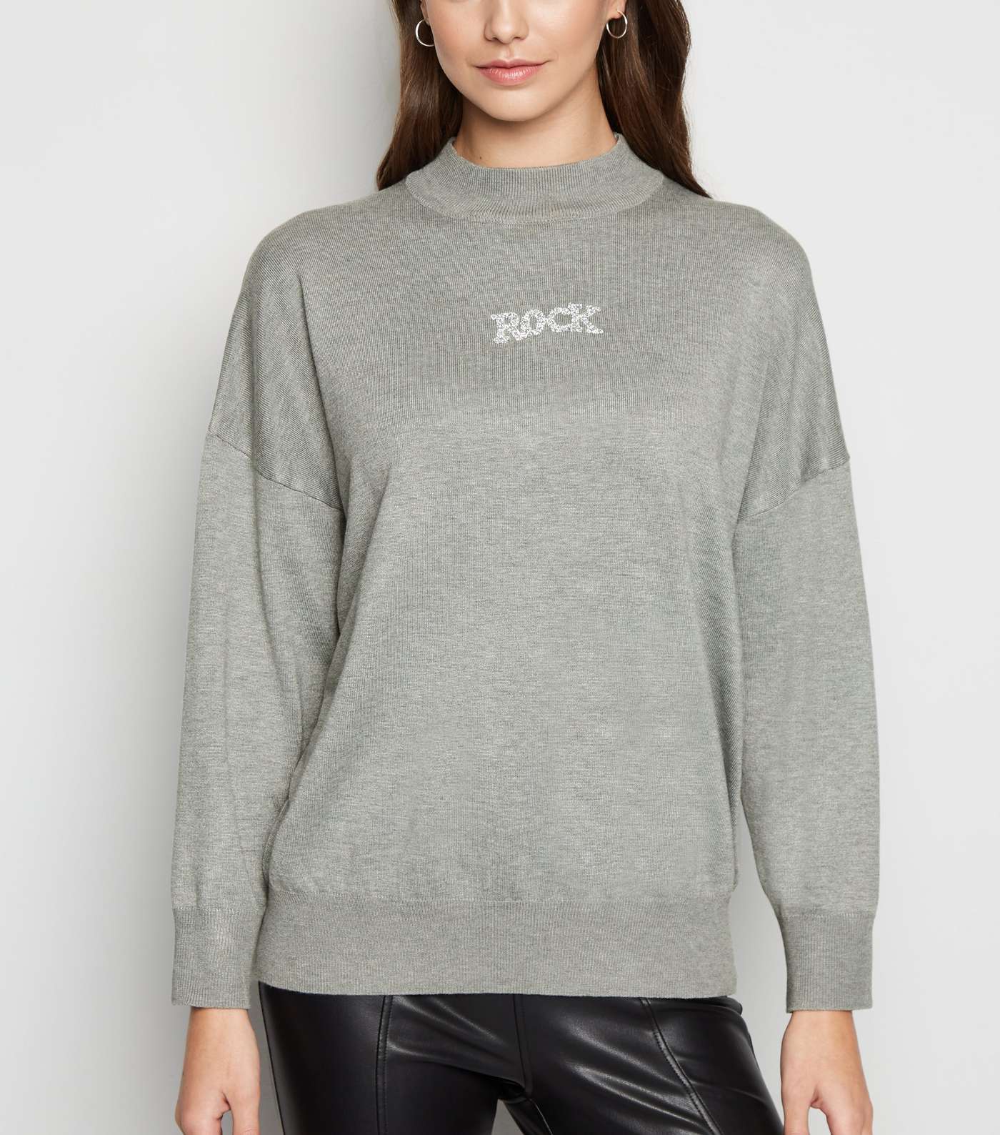 Cameo Rose Grey Rock and Roll Slogan Jumper