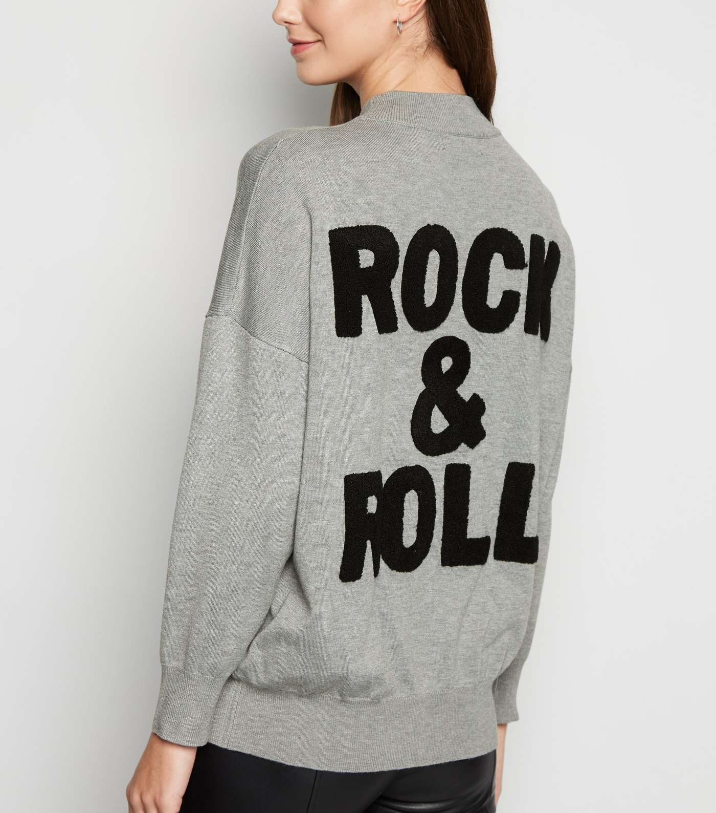 Cameo Rose Grey Rock and Roll Slogan Jumper Image 3