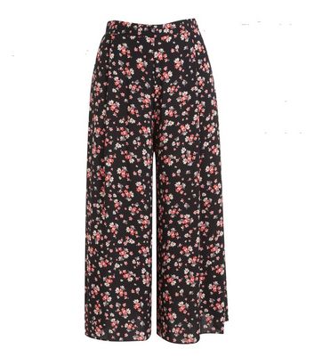 Plus Size - Black Floral Challis Wide Leg Pant - Torrid