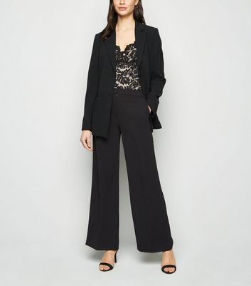 black wide leg suit trousers