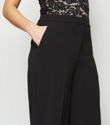 black wide leg suit trousers