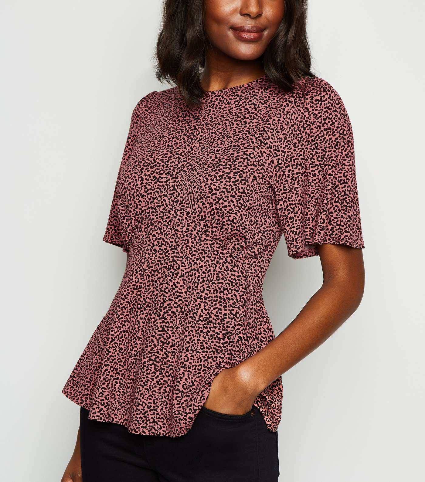 Pink Leopard Print Tie Back T-Shirt