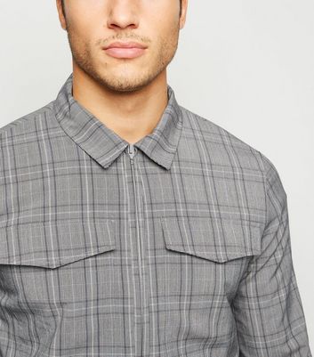 Image of Grey Check Utility Lightweight Jacket New Look