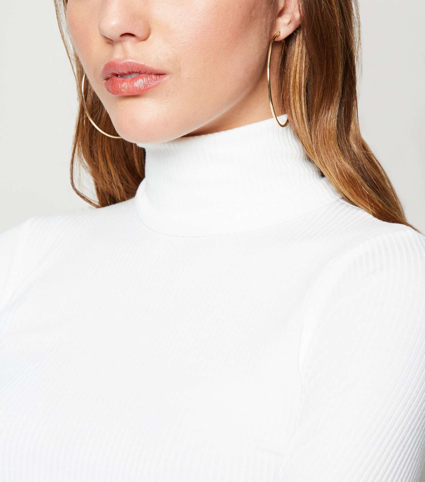 Off White Ribbed Roll Neck Top Image 5