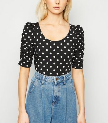 ruched spot print bodysuit