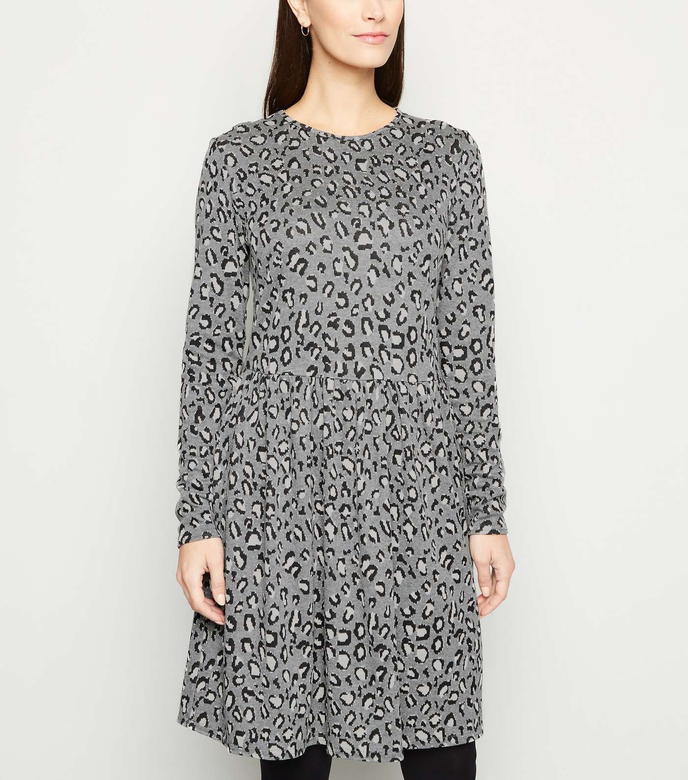 Light Grey Leopard Jacquard Mini Dress
