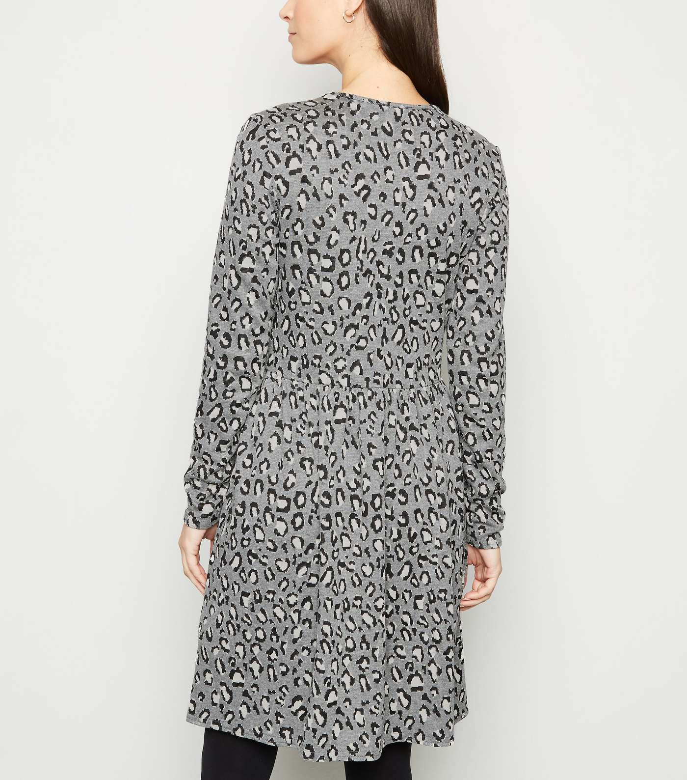 Light Grey Leopard Jacquard Mini Dress Image 3