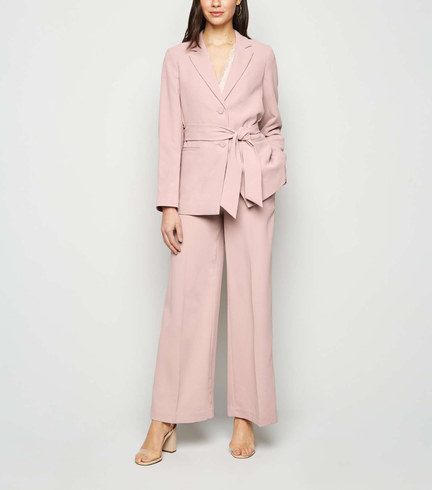 Pale Pink Belted Suit Blazer  Image 2